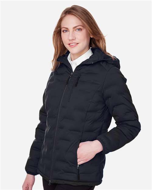 North End Women's Loft Puffer Jacket - NE708W Black- Carbon