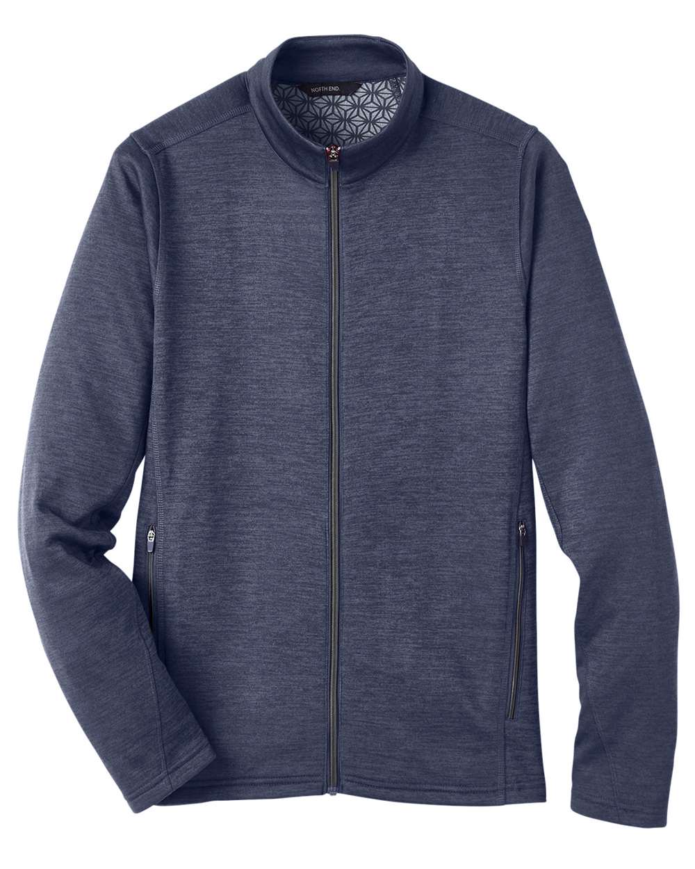 North End Men's Flux 2.0 Full-Zip Jacket - NE712 Classic Navy Heather- Carbon