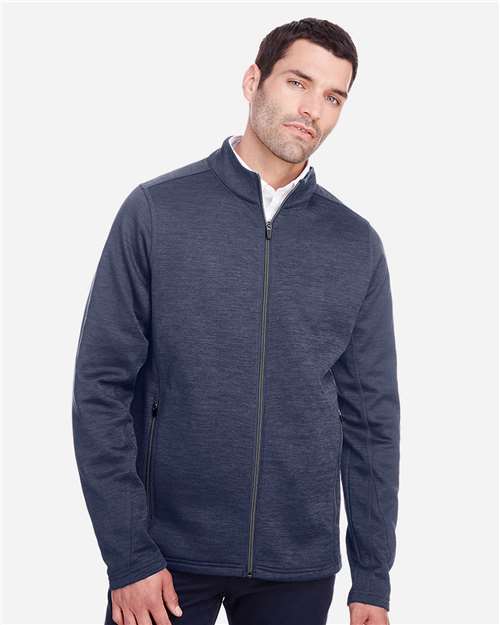 North End Men's Flux 2.0 Full-Zip Jacket - NE712 Classic Navy Heather- Carbon