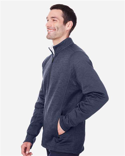 North End Men's Flux 2.0 Full-Zip Jacket - NE712 Classic Navy Heather- Carbon