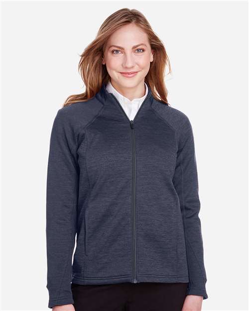 North End Women's Flux 2.0 Full-Zip Jacket - NE712W Classic Navy Heather- Carbon