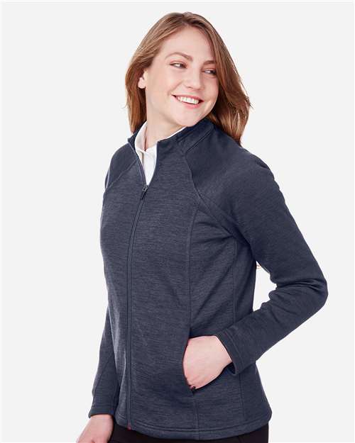 North End Women's Flux 2.0 Full-Zip Jacket - NE712W Classic Navy Heather- Carbon