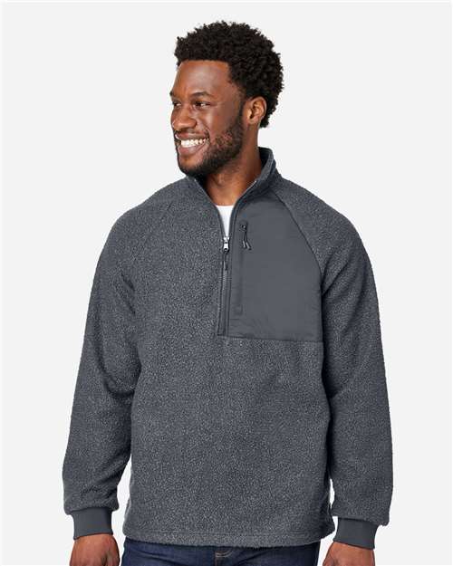 North End Men's Aura Sweater Fleece Quarter-Zip Pullover - NE713 Carbon- Carbon