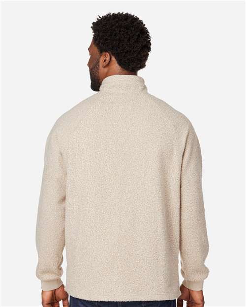 North End Men's Aura Sweater Fleece Quarter-Zip Pullover - NE713 Oatmeal Heather- Teak