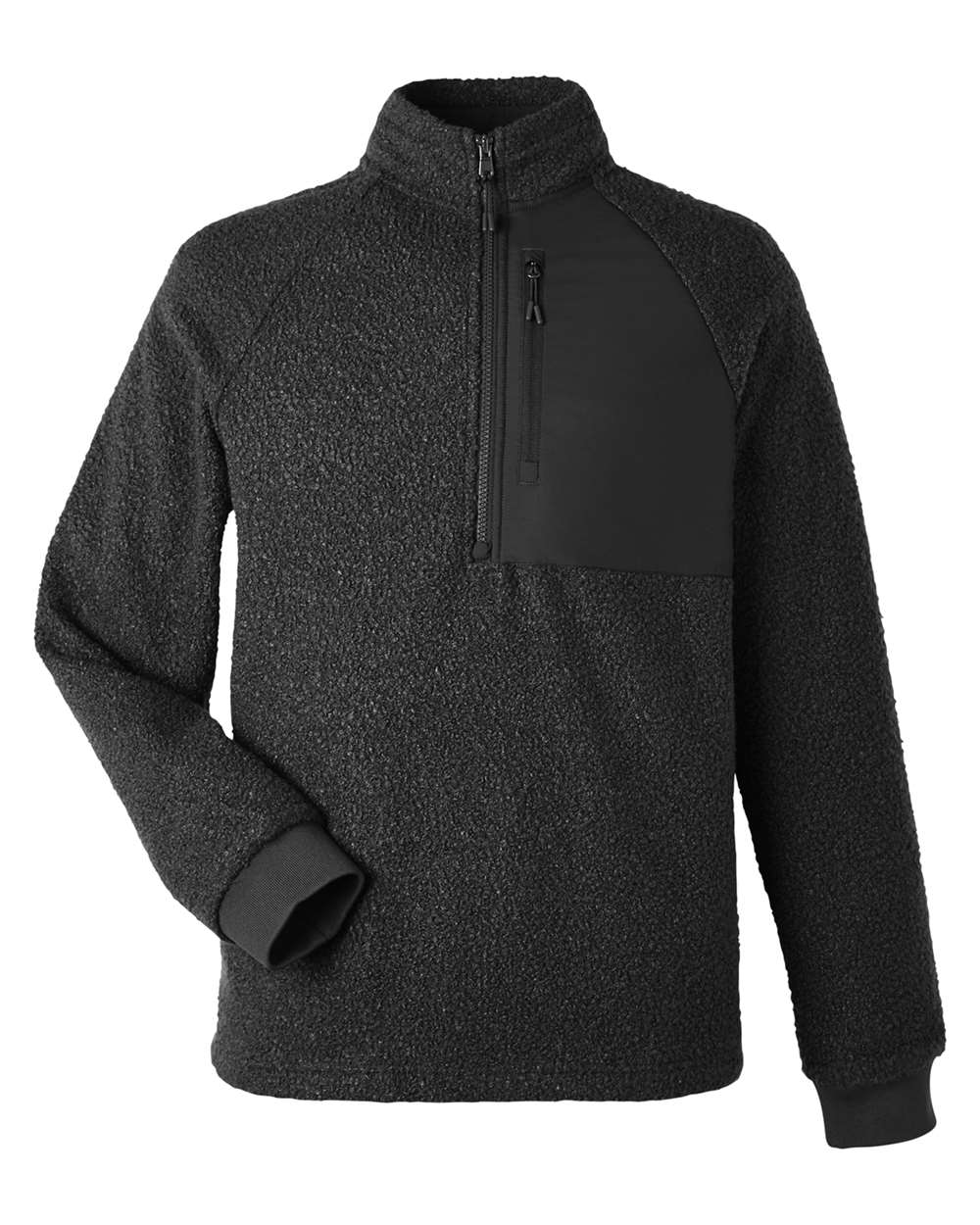 North End Men's Aura Sweater Fleece Quarter-Zip Pullover - NE713 Black- Black