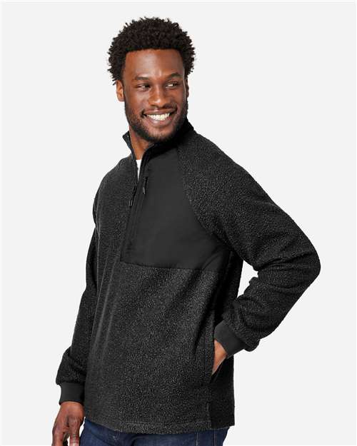 North End Men's Aura Sweater Fleece Quarter-Zip Pullover - NE713 Black- Black