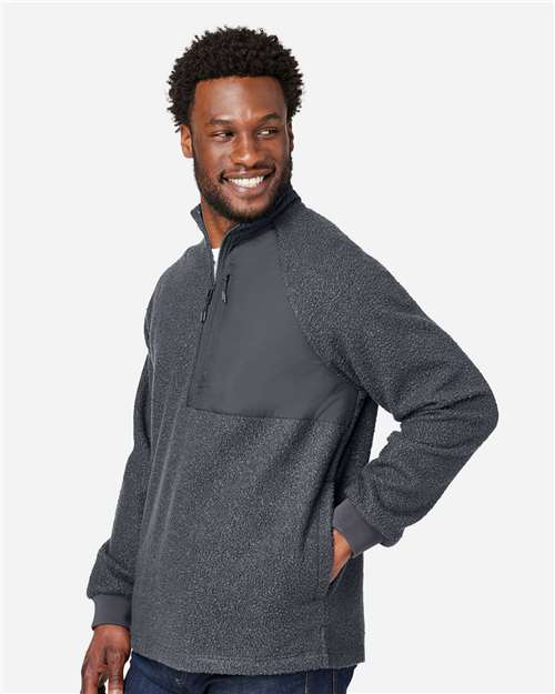 North End Men's Aura Sweater Fleece Quarter-Zip Pullover - NE713 Carbon- Carbon