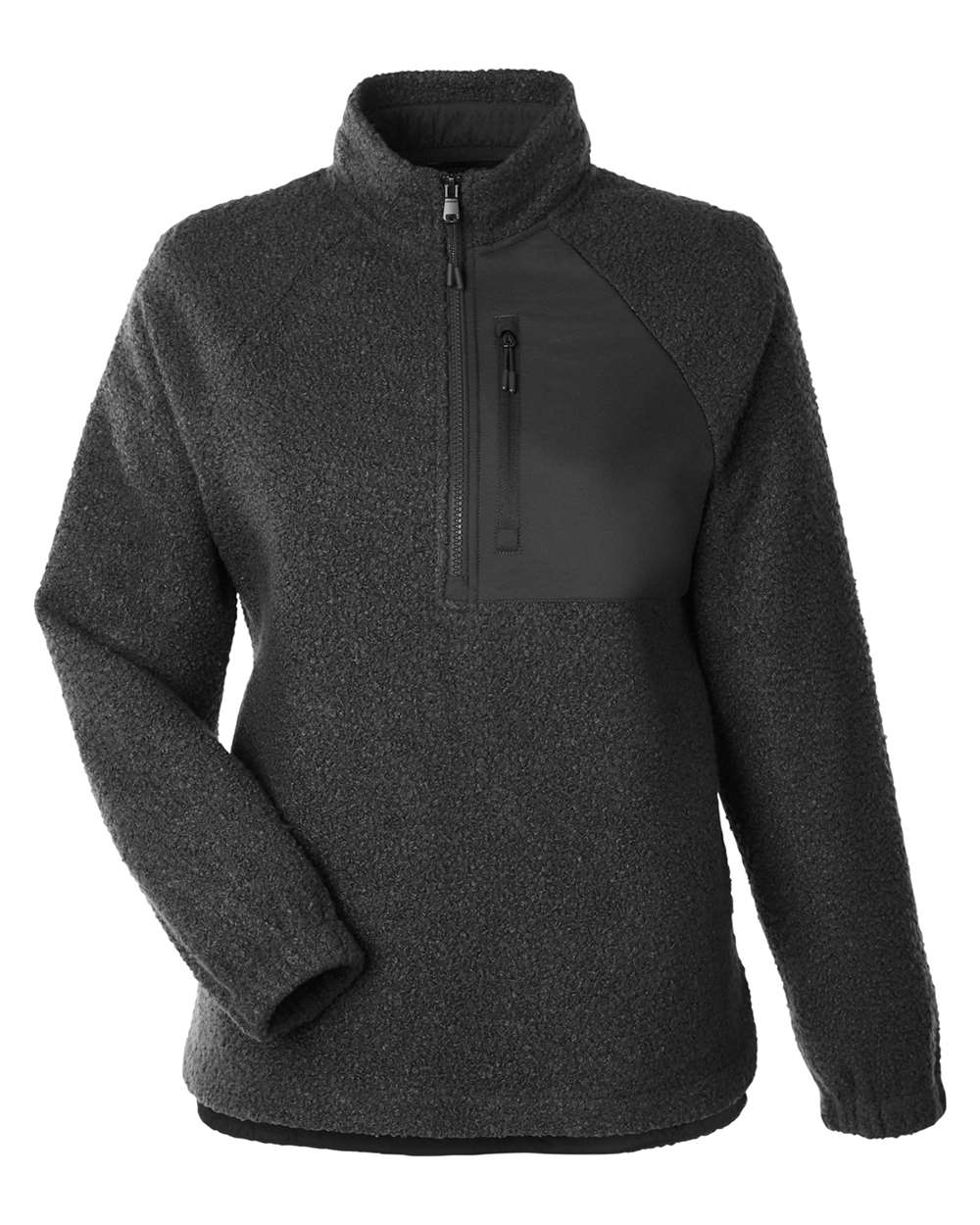 North End Women's Aura Sweater Fleece Quarter-Zip Pullover - NE713W Black- Black