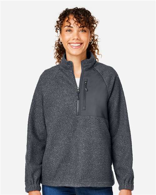 North End Women's Aura Sweater Fleece Quarter-Zip Pullover - NE713W Carbon- Carbon