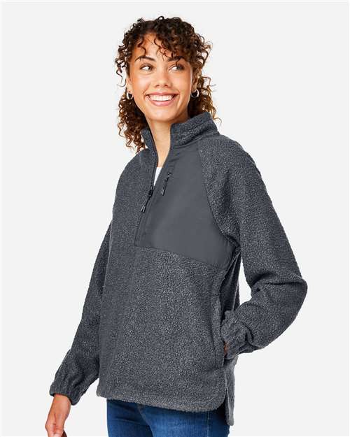 North End Women's Aura Sweater Fleece Quarter-Zip Pullover - NE713W Carbon- Carbon