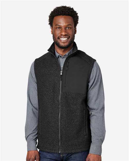 North End Men's Aura Sweater Fleece Vest - NE714 Black- Black