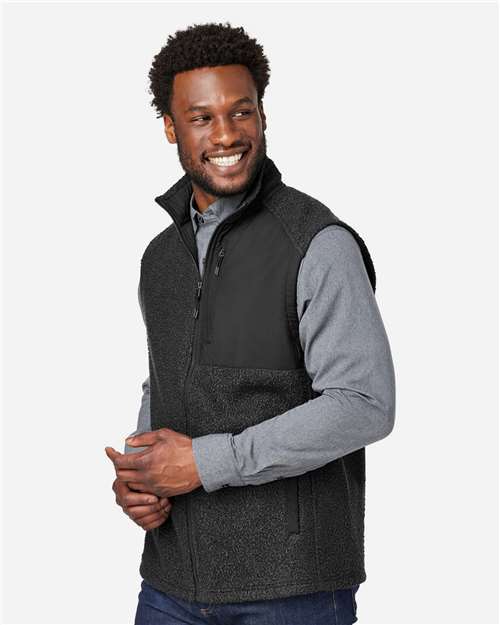 North End Men's Aura Sweater Fleece Vest - NE714 Black- Black