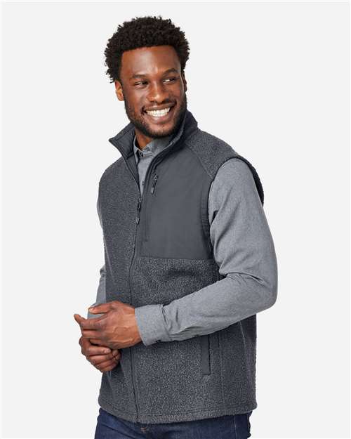 North End Men's Aura Sweater Fleece Vest - NE714 Carbon- Carbon