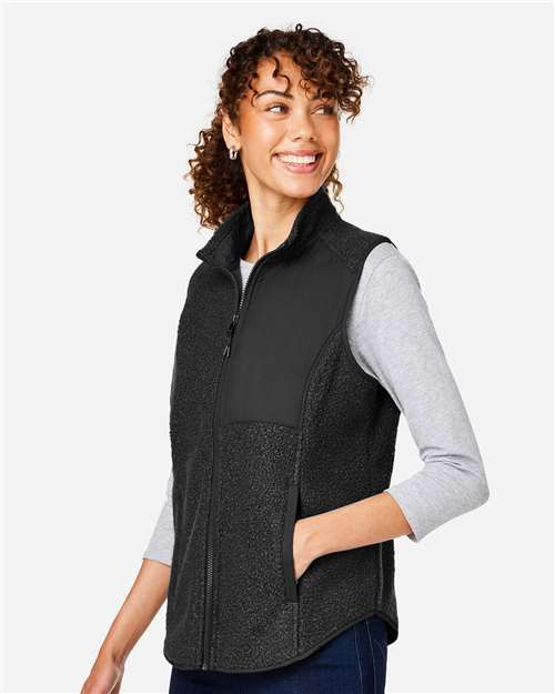 North End Women's Aura Sweater Fleece Vest - NE714W Black- Black