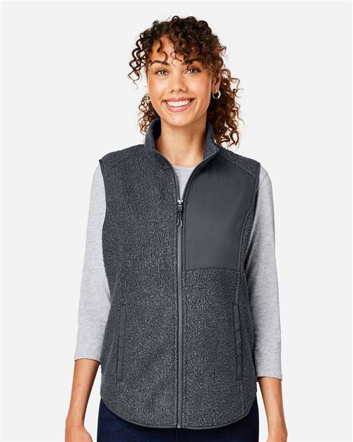 North End Women's Aura Sweater Fleece Vest - NE714W Carbon- Carbon