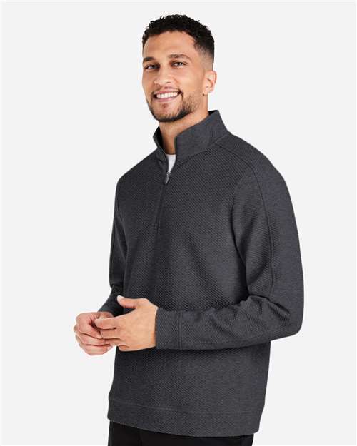 North End Men's Spirit Textured Quarter-Zip Pullover - NE725 Black Heather