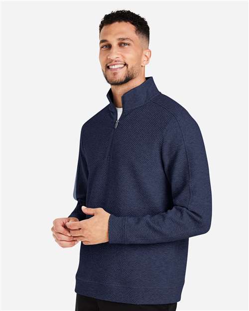 North End Men's Spirit Textured Quarter-Zip Pullover - NE725 Classic Navy Heather