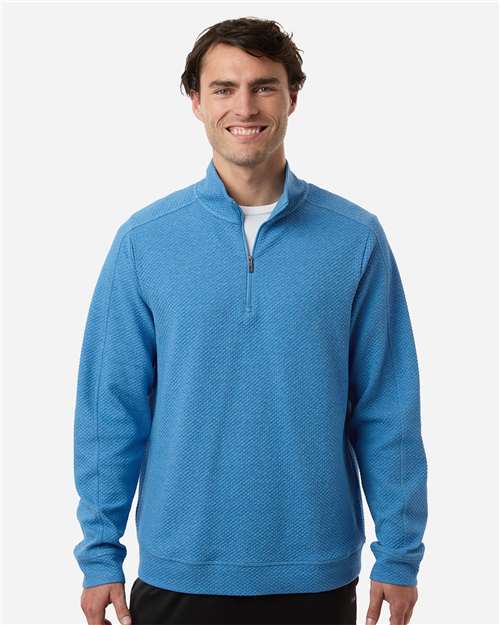 North End Men's Spirit Textured Quarter-Zip Pullover - NE725 Light Nautical Blue Heather