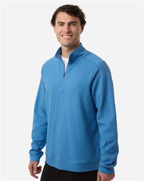 North End Men's Spirit Textured Quarter-Zip Pullover - NE725 Light Nautical Blue Heather