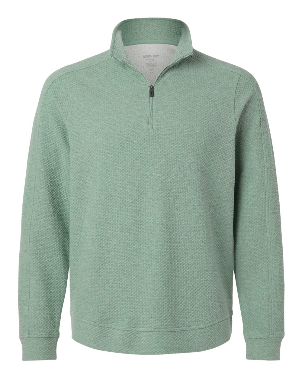 North End Men's Spirit Textured Quarter-Zip Pullover - NE725 Sage Green Heather
