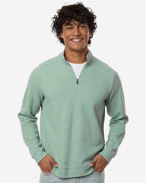 North End Men's Spirit Textured Quarter-Zip Pullover - NE725 Sage Green Heather
