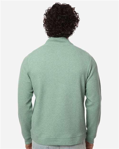 North End Men's Spirit Textured Quarter-Zip Pullover - NE725 Sage Green Heather