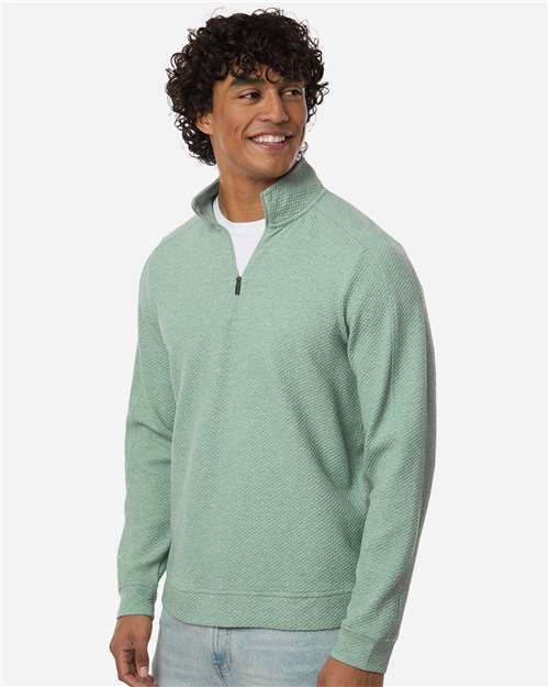 North End Men's Spirit Textured Quarter-Zip Pullover - NE725 Sage Green Heather