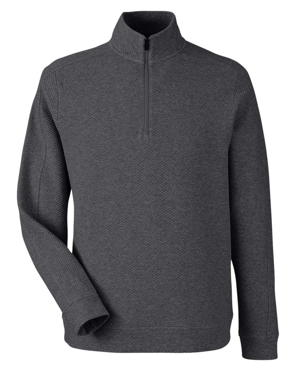 North End Men's Spirit Textured Quarter-Zip Pullover - NE725 Black Heather