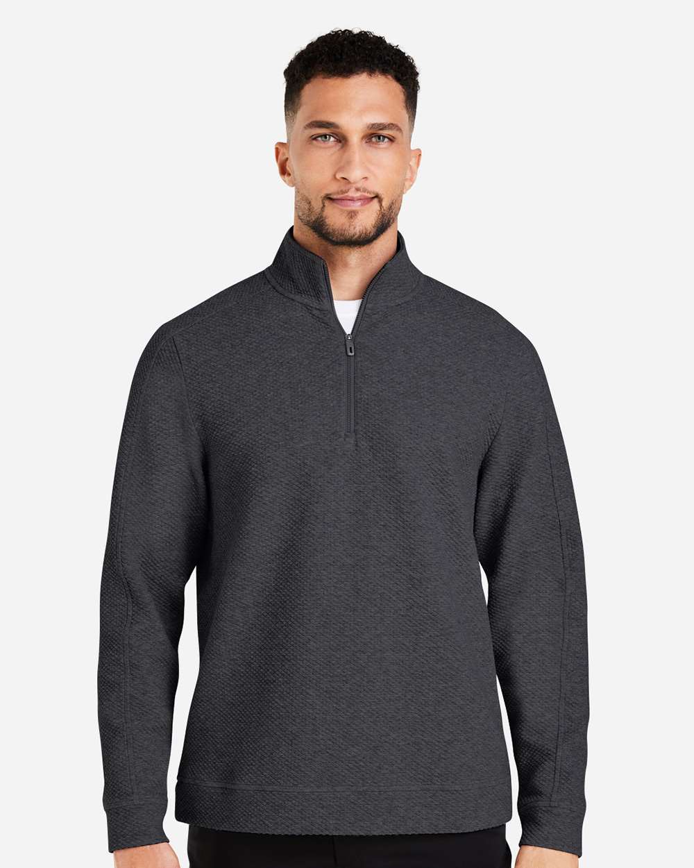 North End Men's Spirit Textured Quarter-Zip Pullover - NE725 Black Heather