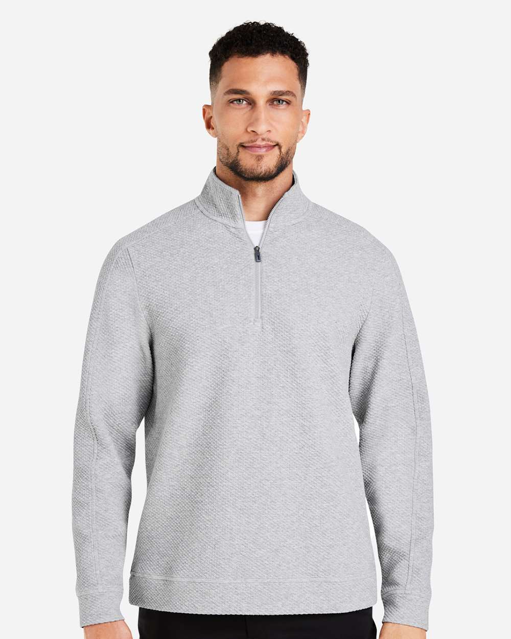 North End Men's Spirit Textured Quarter-Zip Pullover - NE725 Platinum Heather