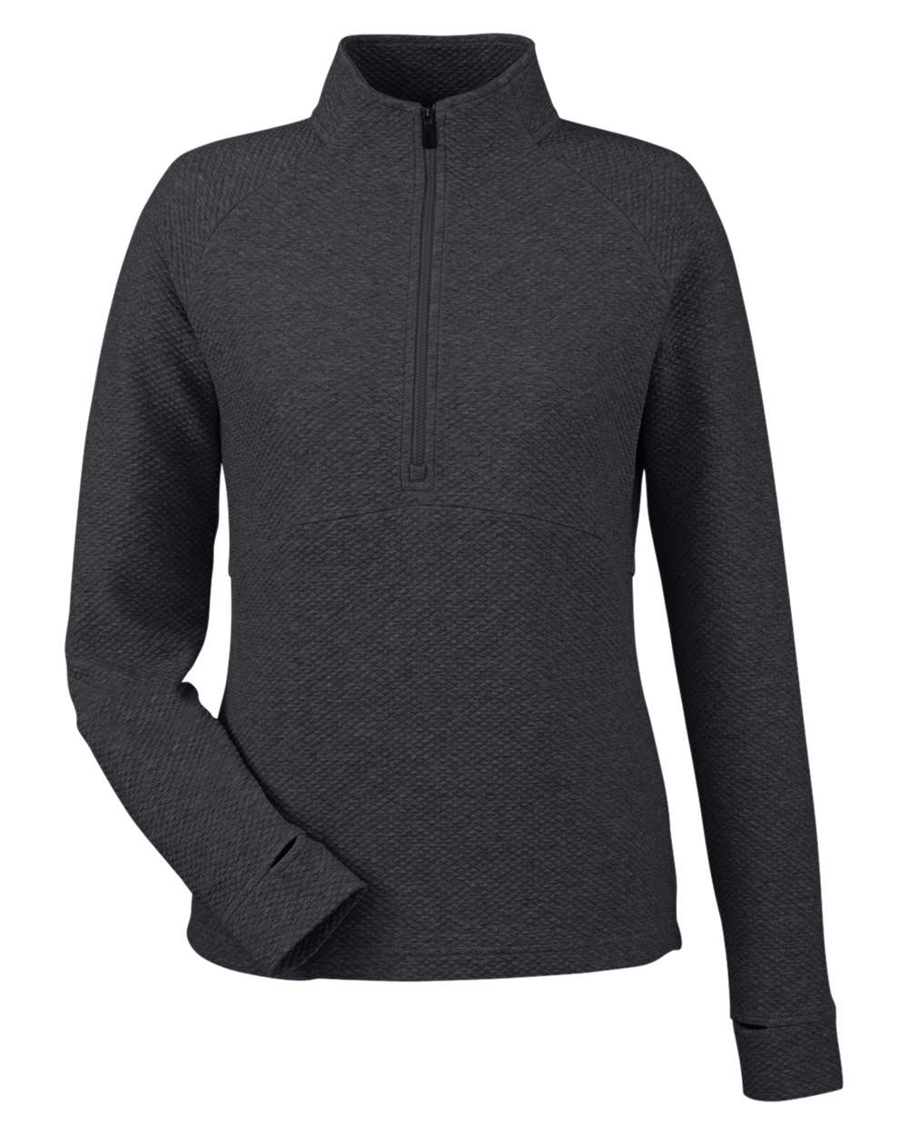 North End Women's Spirit Textured Quarter-Zip Pullover - NE725W Black Heather