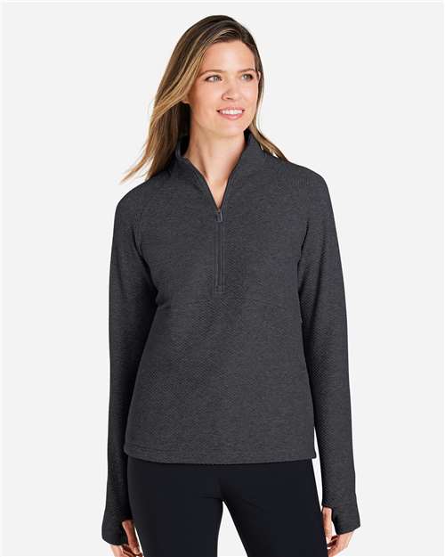 North End Women's Spirit Textured Quarter-Zip Pullover - NE725W Black Heather
