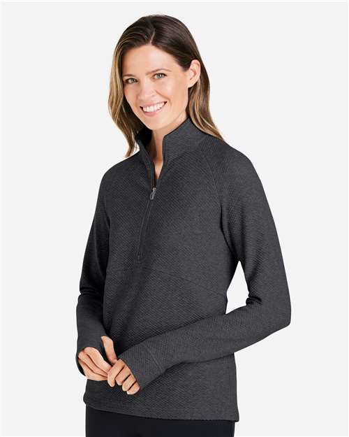 North End Women's Spirit Textured Quarter-Zip Pullover - NE725W Black Heather