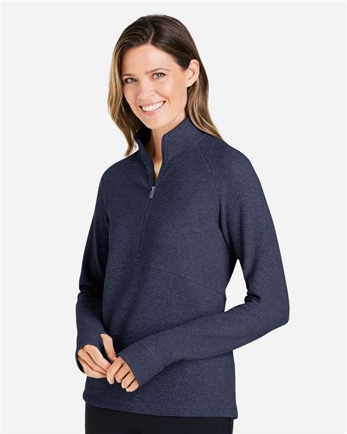 North End Women's Spirit Textured Quarter-Zip Pullover - NE725W Classic Navy Heather
