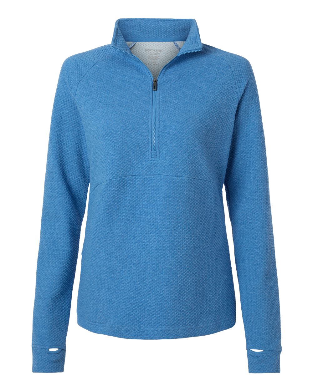 North End Women's Spirit Textured Quarter-Zip Pullover - NE725W Light Nautical Blue Heather