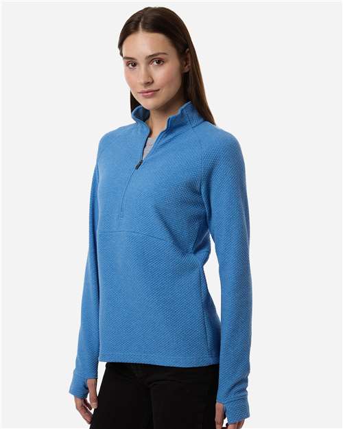 North End Women's Spirit Textured Quarter-Zip Pullover - NE725W Light Nautical Blue Heather
