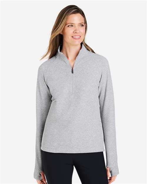 North End Women's Spirit Textured Quarter-Zip Pullover - NE725W Platinum Heather