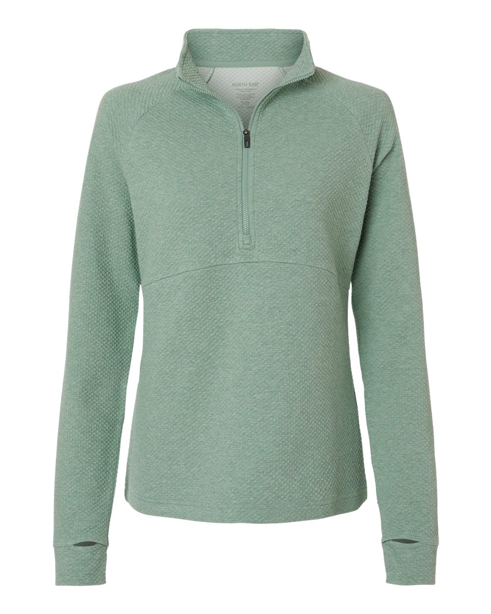 North End Women's Spirit Textured Quarter-Zip Pullover - NE725W Sage Green Heather