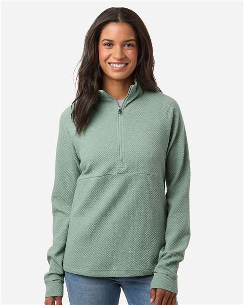 North End Women's Spirit Textured Quarter-Zip Pullover - NE725W Sage Green Heather