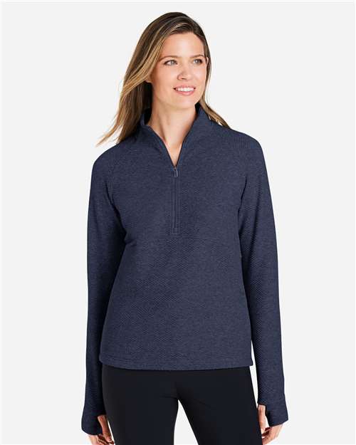 North End Women's Spirit Textured Quarter-Zip Pullover - NE725W Classic Navy Heather