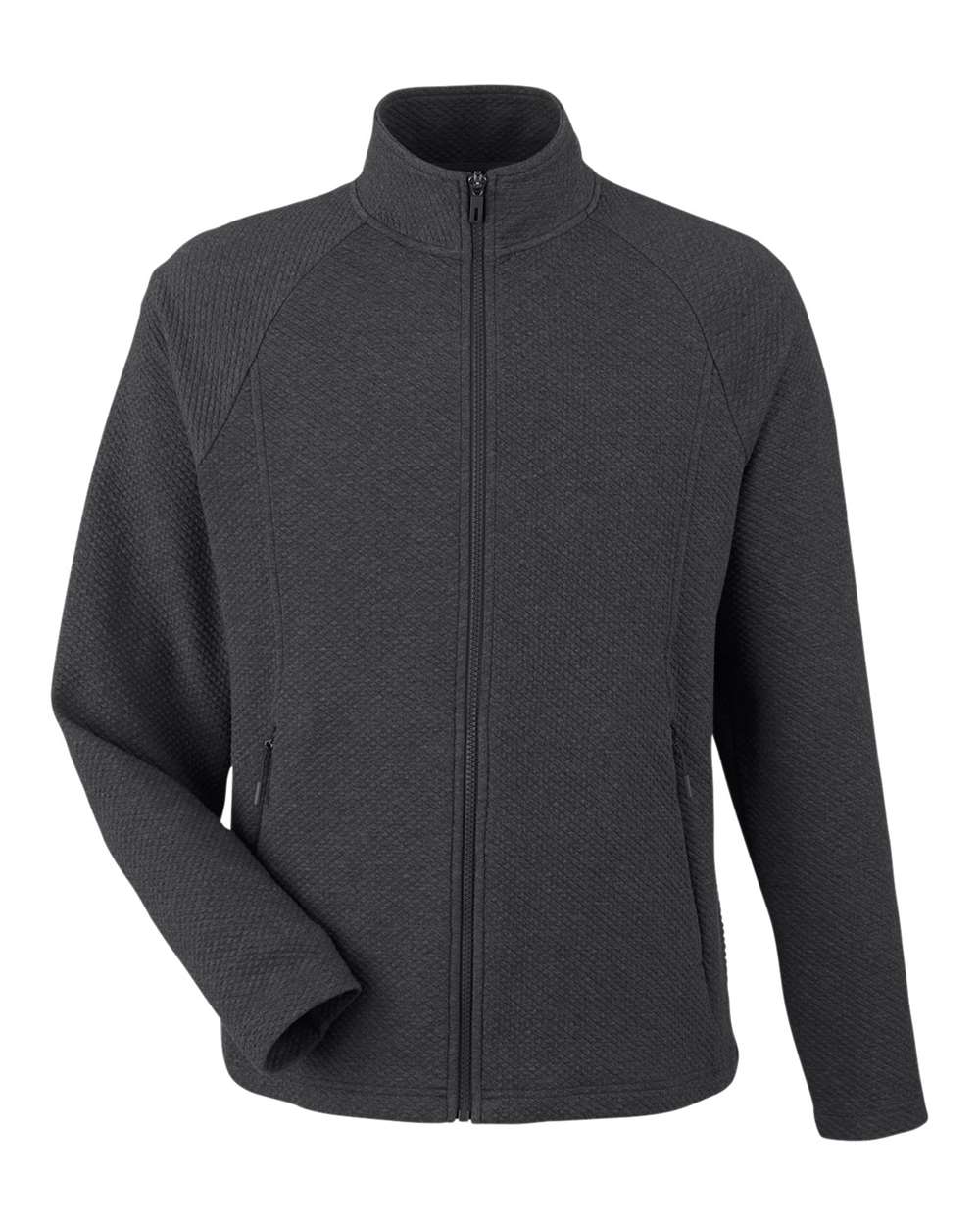 North End Men's Spirit Textured Full-Zip - NE727 Black Heather