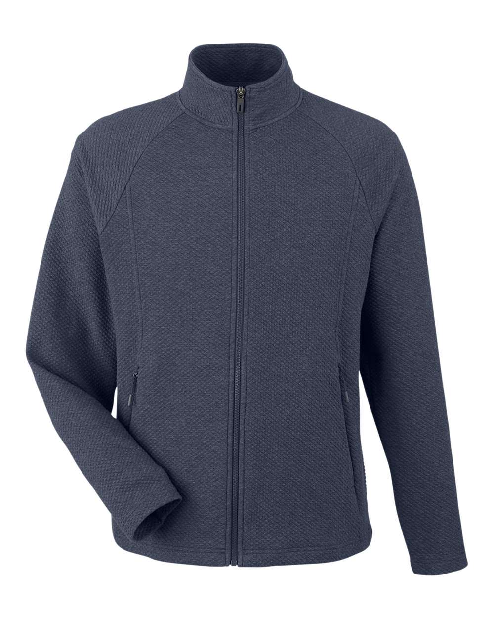 North End Men's Spirit Textured Full-Zip - NE727 Classic Navy Heather