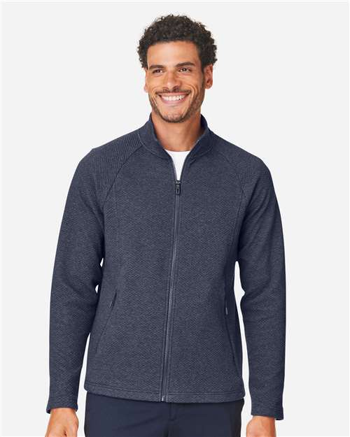 North End Men's Spirit Textured Full-Zip - NE727 Classic Navy Heather