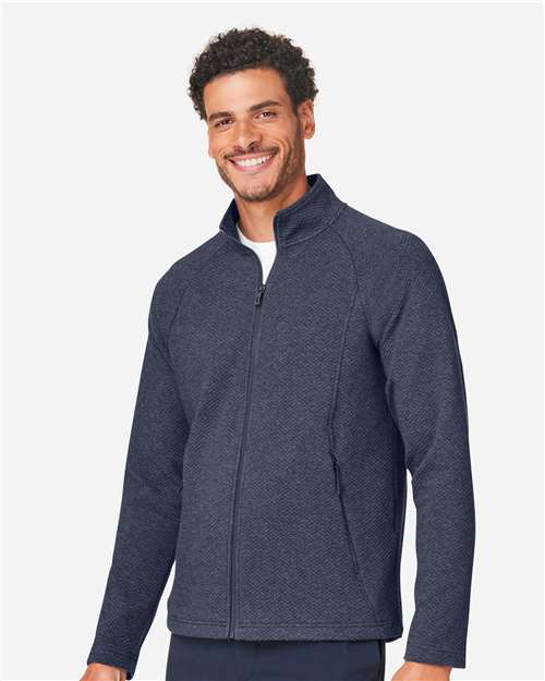 North End Men's Spirit Textured Full-Zip - NE727 Classic Navy Heather