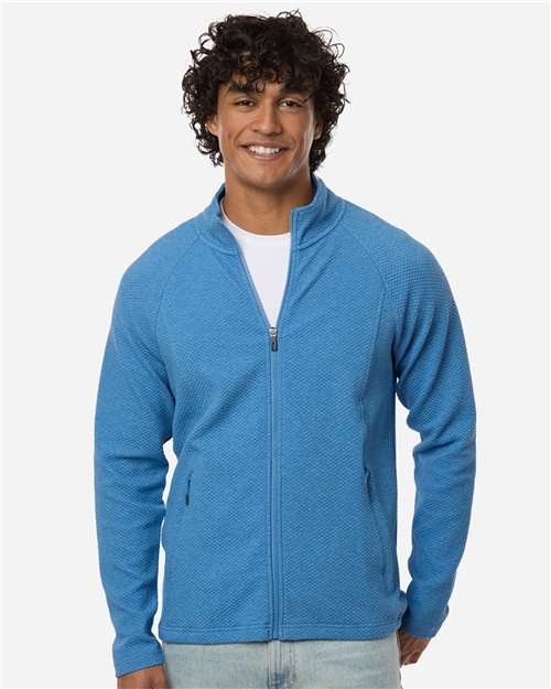 North End Men's Spirit Textured Full-Zip - NE727 Light Nautical Blue Heather