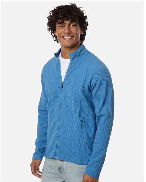 North End Men's Spirit Textured Full-Zip - NE727 Light Nautical Blue Heather