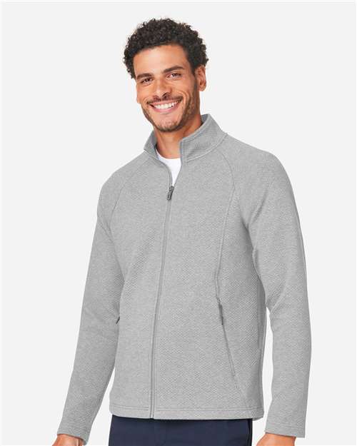 North End Men's Spirit Textured Full-Zip - NE727 Platinum Heather