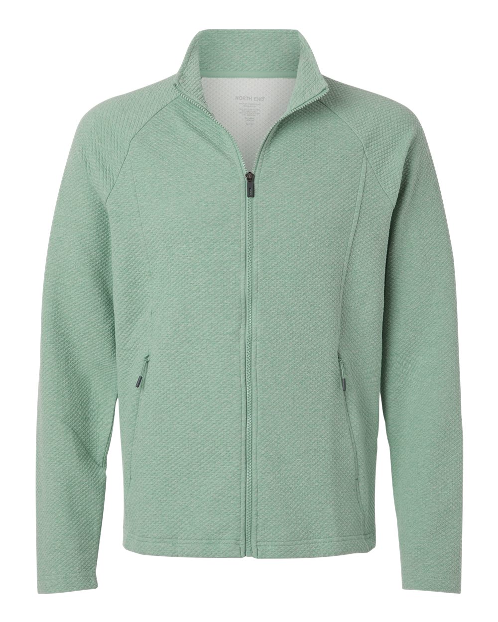 North End Men's Spirit Textured Full-Zip - NE727 Sage Green Heather