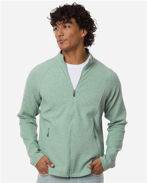 North End Men's Spirit Textured Full-Zip - NE727 Sage Green Heather