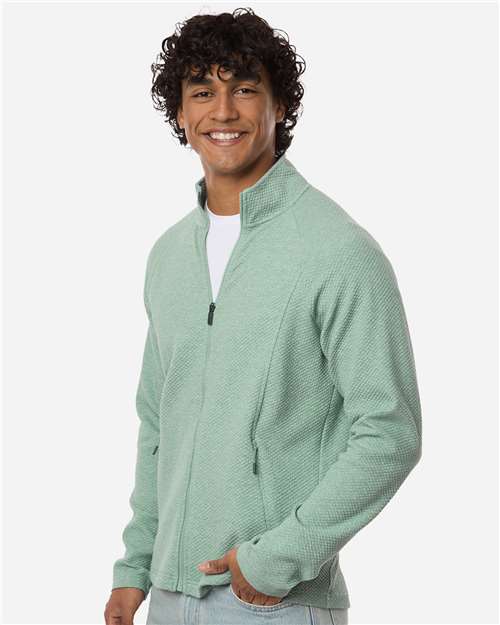 North End Men's Spirit Textured Full-Zip - NE727 Sage Green Heather